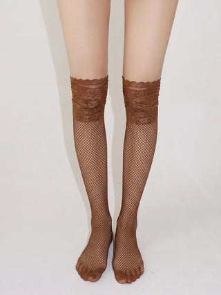 Lace Color-Point Mesh Summer Knee Socks