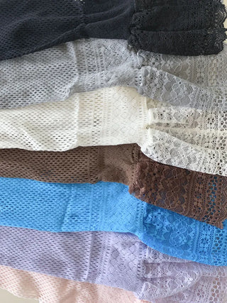 Lace Color-Point Mesh Summer Knee Socks