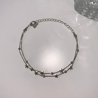 Volvol Stars Y2K Double-Strand Layered Bead Star Box Chain Bracelet
