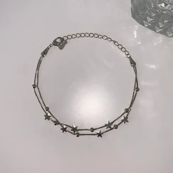 Volvol Stars Y2K Double-Strand Layered Bead Star Box Chain Bracelet