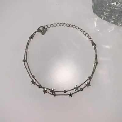 Volvol Stars Y2K Double-Strand Layered Bead Star Box Chain Bracelet
