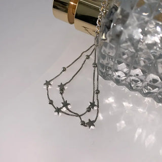Volvol Stars Y2K Double-Strand Layered Bead Star Box Chain Bracelet
