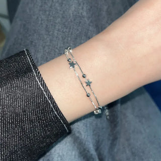 Volvol Stars Y2K Double-Strand Layered Bead Star Box Chain Bracelet