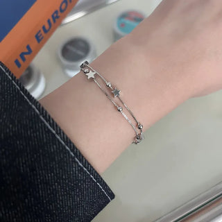 Volvol Stars Y2K Double-Strand Layered Bead Star Box Chain Bracelet
