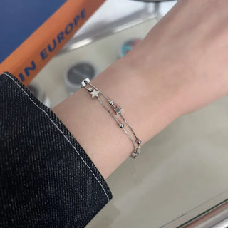 Volvol Stars Y2K Double-Strand Layered Bead Star Box Chain Bracelet
