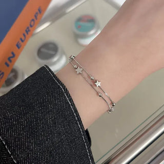 Volvol Stars Y2K Double-Strand Layered Bead Star Box Chain Bracelet