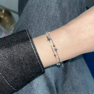 Volvol Stars Y2K Double-Strand Layered Bead Star Box Chain Bracelet
