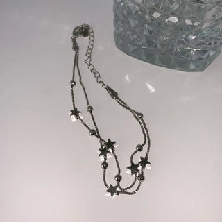 Volvol Stars Y2K Double-Strand Layered Bead Star Box Chain Bracelet