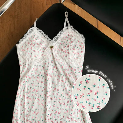 Tina Lace Flower Pattern Slip Sleeveless Bralette Long Sleeveless