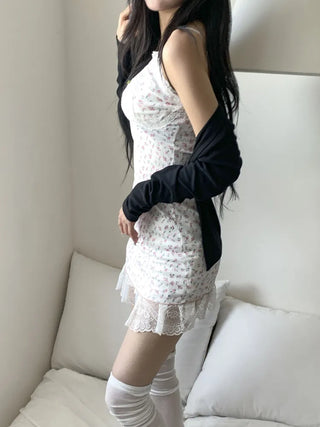Tina Lace Flower Pattern Slip Sleeveless Bralette Long Sleeveless