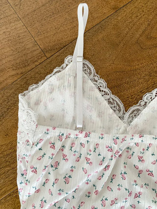 Tina Lace Flower Pattern Slip Sleeveless Bralette Long Sleeveless