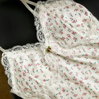 Tina Lace Flower Pattern Slip Sleeveless Bralette Long Sleeveless