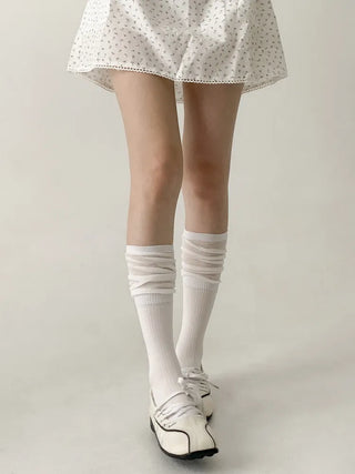 Pyo Layered See-through Loose Long Knee Socks