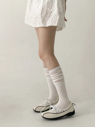 Pyo Layered See-through Loose Long Knee Socks