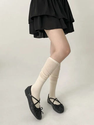 Pyo Layered See-through Loose Long Knee Socks