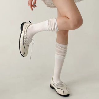 Pyo Layered See-through Loose Long Knee Socks