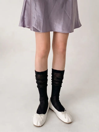 Pyo Layered See-through Loose Long Knee Socks