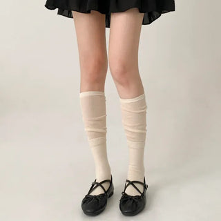 Pyo Layered See-through Loose Long Knee Socks