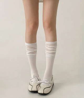 Pyo Layered See-through Loose Long Knee Socks
