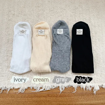 Basic See-through Cotton Shirred Knee Warmer Long Socks