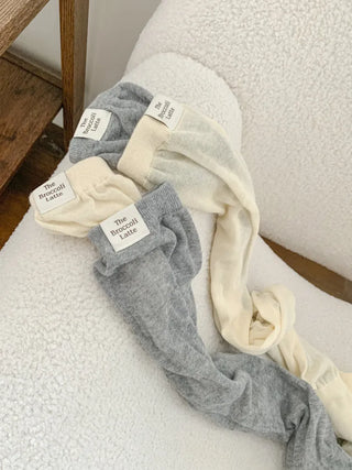 Basic See-through Cotton Shirred Knee Warmer Long Socks