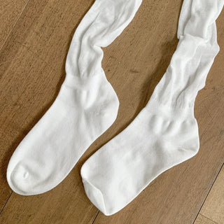 Basic See-through Cotton Shirred Knee Warmer Long Socks