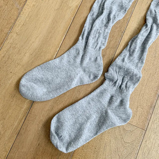 Basic See-through Cotton Shirred Knee Warmer Long Socks