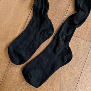 Basic See-through Cotton Shirred Knee Warmer Long Socks