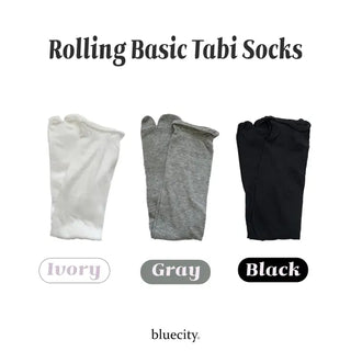 Rolling Basic Cotton Knee Socks Tabi Flip-flop Toe Socks
