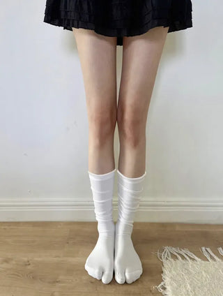 Rolling Basic Cotton Knee Socks Tabi Flip-flop Toe Socks