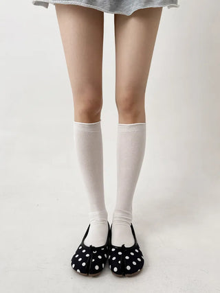 Rolling Basic Cotton Knee Socks Tabi Flip-flop Toe Socks