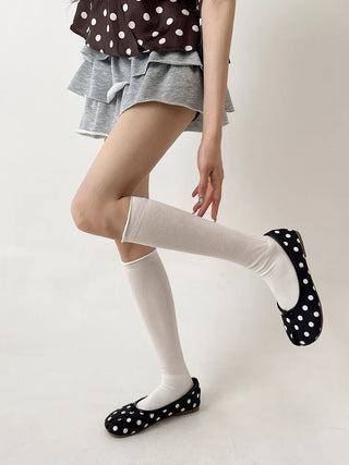 Rolling Basic Cotton Knee Socks Tabi Flip-flop Toe Socks