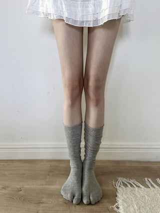 Rolling Basic Cotton Knee Socks Tabi Flip-flop Toe Socks