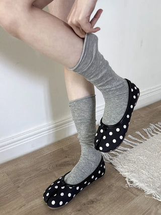 Rolling Basic Cotton Knee Socks Tabi Flip-flop Toe Socks