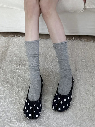 Rolling Basic Cotton Knee Socks Tabi Flip-flop Toe Socks