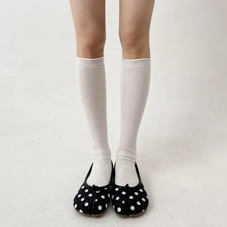 Rolling Basic Cotton Knee Socks Tabi Flip-flop Toe Socks