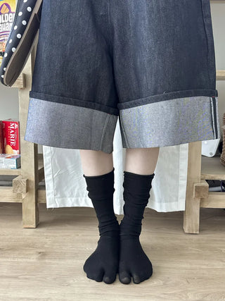 Rolling Basic Cotton Knee Socks Tabi Flip-flop Toe Socks