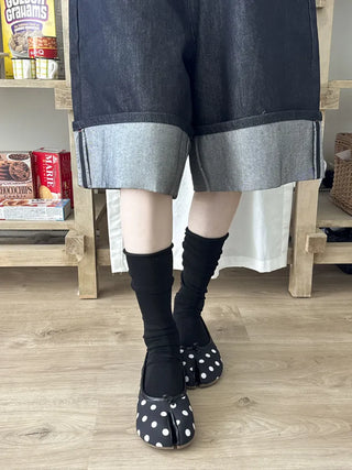 Rolling Basic Cotton Knee Socks Tabi Flip-flop Toe Socks