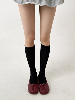 Rolling Basic Cotton Knee Socks Tabi Flip-flop Toe Socks