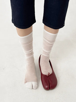 See-through Tabi Colored Toes Long Knee Socks Flip-flops Summer Socks