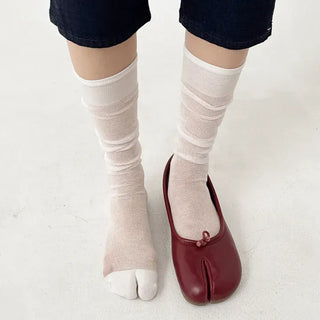 See-through Tabi Colored Toes Long Knee Socks Flip-flops Summer Socks