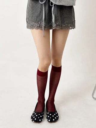 See-through Tabi Colored Toes Long Knee Socks Flip-flops Summer Socks