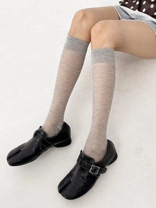 See-through Tabi Colored Toes Long Knee Socks Flip-flops Summer Socks