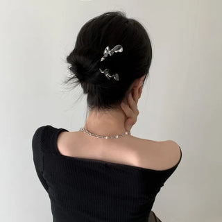 Winding Metal Silver Hair Updo Pin