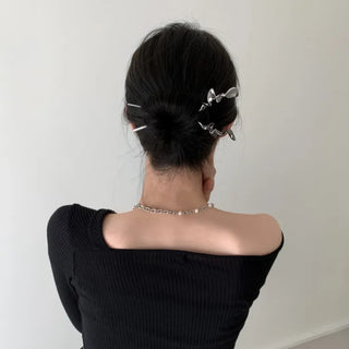 Winding Metal Silver Hair Updo Pin