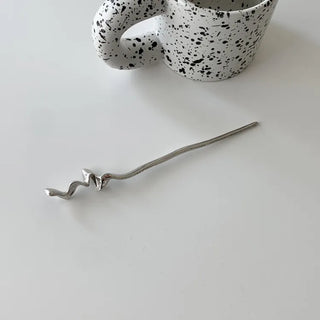 Winding Metal Silver Hair Updo Pin