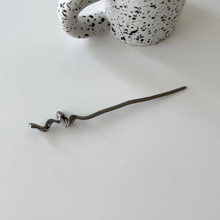 Winding Metal Silver Hair Updo Pin