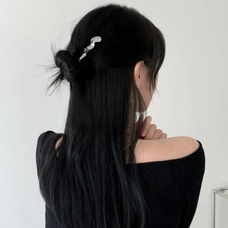 Winding Metal Silver Hair Updo Pin