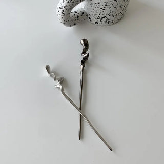 Winding Metal Silver Hair Updo Pin