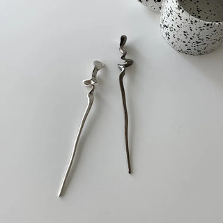 Winding Metal Silver Hair Updo Pin